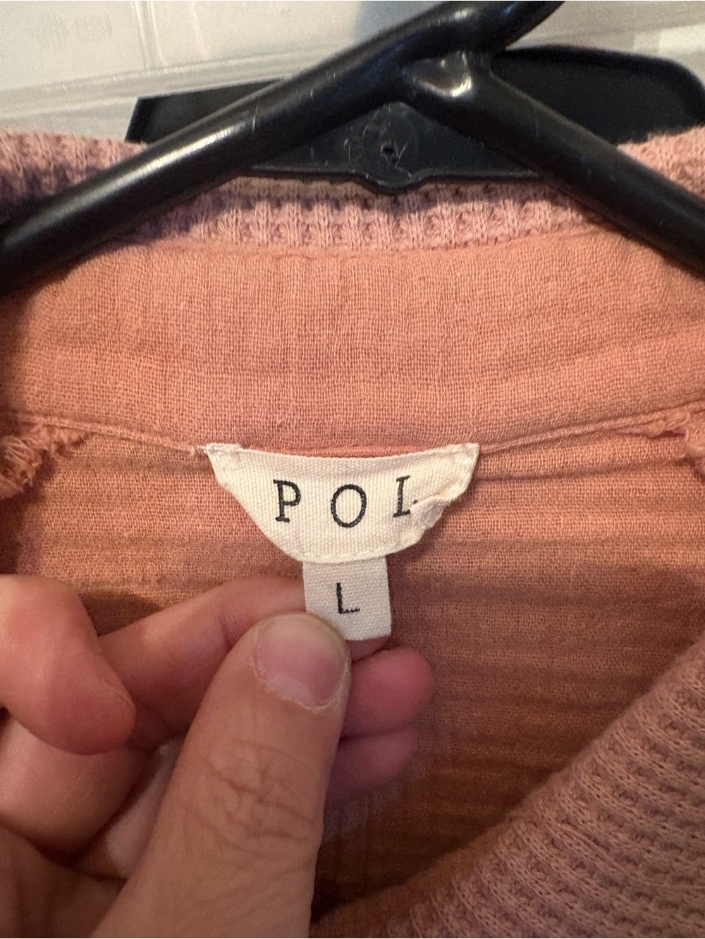 POL Peach Textured Button-Down Shirt - Picture 2 of 2